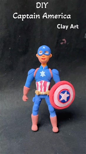 DIY Captain America Clay Art 🇺🇸🔥 | Marvel Superhero Mini Figure 😱 #shorts #ytviral #marvel #clay