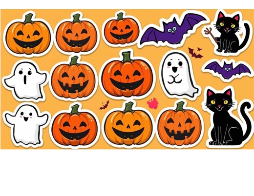Halloween Stickers PNG and PDF Bundle - Etsy