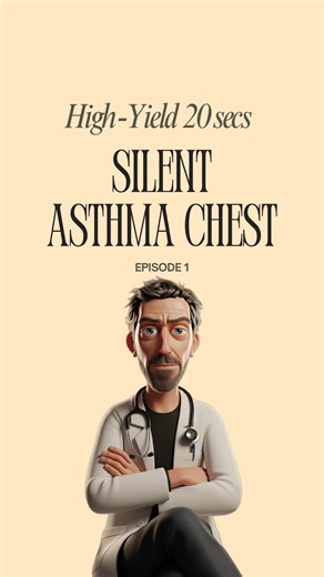 Dr Home on Instagram: "The silent chest isn’t a sign of relief. It’s a sign of collapse. In a crashing asthma attack, no wheeze = no airflow. 🚨 High-Yield 20 Secs: Episode 1: Silent Asthma Crash She’s gasping. Sats 82. Pressure dropping. CO₂ rising. ✅ Oxygen ✅ Bronchodilator ✅ Antimuscarinic ✅ Corticosteroids What’s your next step if she’s still not improving? Comment A, B, or C, and follow for Episode 2: DKA in 20 Sec. #medstudent #medschool #studygram"