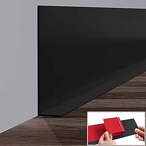 Flexible Baseboard Molding Trim, 5 Inch(W) x 60 Feet(L) Self-Adhesive Vinyl Wall Base Cove Base, Peel and Stick Rubber Wall Base with a Crease Moulding Trim