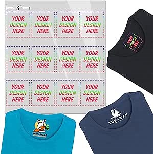 AOK 12 pcs Tag-Less Neck Label - Custom Full Color Tagless Iron On Transfer T-Shirt Labels,Tagless Labels, Iron on Printed Labels, Custom Heat Transfer Label, Large