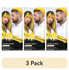 (3 pack) Splat Complete Kit, Lemon Drop, Semi-Permanent Yellow Hair Dye with Bleach