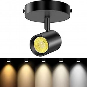 VANoopee 5-Color Ceiling Spotlight Flush Mount Adjustable Directional LED Spot Lights Indoor Dimmable Ceiling Light Fixture for Accent Art Picture Living Room - CRI90+ 24° Flicker Free 10W 800lm Black