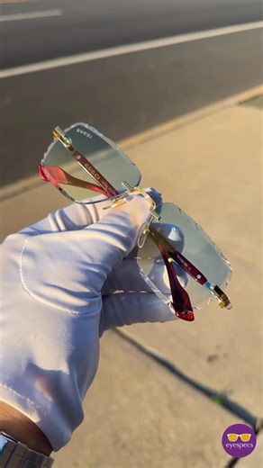 Eyespecs.com on Instagram: "Custom • Gucci Diamond Cut Ice Blue Rimless Glasses ❄️ Would you wear these Custom 1 OF 1 Gucci’s⁉️ Frame: Gucci GG1221 (003) Lenses: Blue Gradient 40-0% w Gold Flash Mirror Coating / Diamond Cut Miami Shape 56x41.5 size 👓 See the world in luxury. From timeless classics to modern statement pieces, find the perfect pair that defines your vision and your style. With Free Shipping and Free 90 Day Returns. 💻 Shop the full collection online at Eyespecs.com and bring luxu