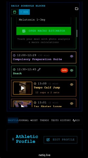 Seth Lintz on Instagram: "⚡️🔌 🍎 NETiq App has officially deployed! From the community to diet tracking and two-way scheduling interface between coach and client, the NETiq app challenges the industry on organization and data collection. Also housing the exercise and @arpwave clinic libraries, research graphics and AI Support, the app integrates seamlessly with iOS calendars and encourages clients to fill in wake /sleep times as well as prior team/ school commitments. Reverse engineering optima