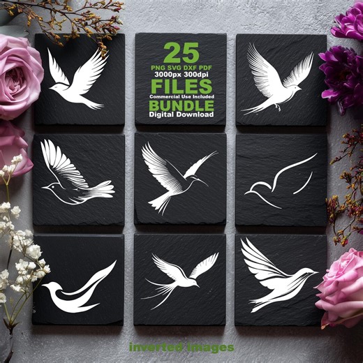 Flying Bird SVG, 25 Silhouette Laser Engraving Cut Files, Glowforge PNG DXF - Etsy