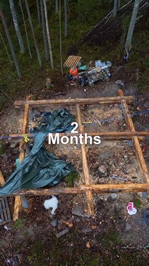 Off Grid Island 🌲 | So this is what we’ve been up to…. 2 months of progress with about 25 days spent building on the island 🛠️ The walls are 4 logs tall now... | Instagram