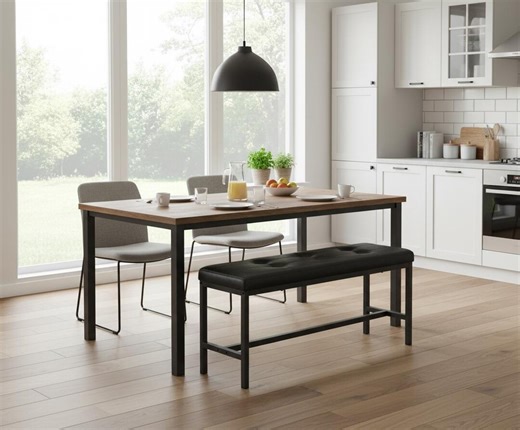 Modern Dining Bench With PU Leather Seat, Upholstered Entryway Bench, Metal Frame Ottoman Bench, Living Room Seating, Minimalist Furniture - Etsy