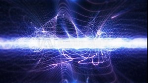 Abstract glowing futuristic particle waves. data flow, cyber technology Seamless loop 4k video