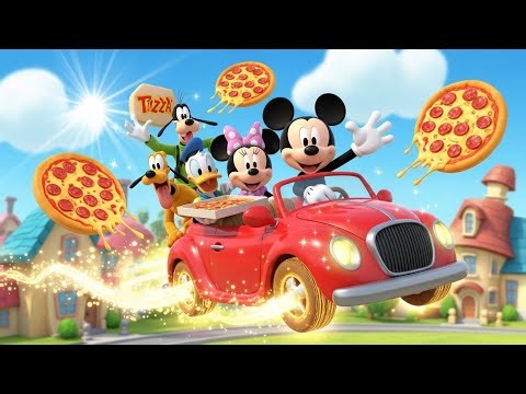 Mickey Mouse and Friends on the Magic Pizza Delivery Car | Kids Cartoon Adventure