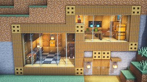 ⚒️ Minecraft tutorial : How to Build a Mountain Starter House Minecraft Map