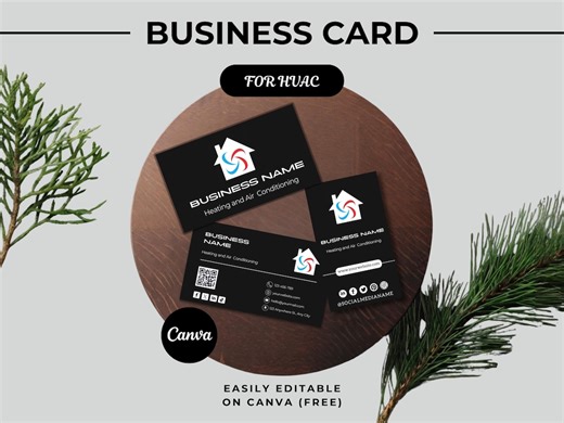 HVAC Contractor Business Card | Canva Editable PDF Template - Etsy Australia