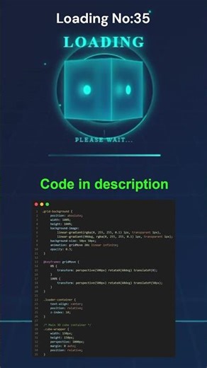 3D Cube Loading Animation - Pure CSS! 🎮 #Shorts