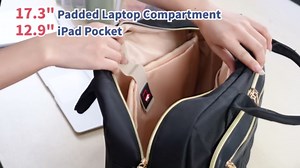 RAINSMORE Laptop Bag 17.3-inch Briefcase for Women Waterproof Computer Messenger Shoulder Bags Large Laptop Case for Work Business Office Travel College,Black