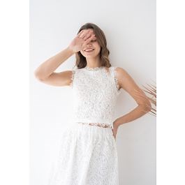 Diva Full Lace Crop Top in White for Bridal Showers & Beach Getaways