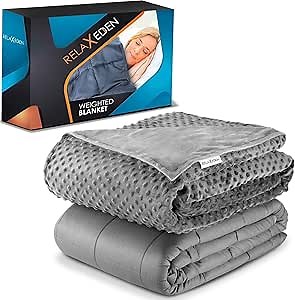 Adult Breatheable Cotton Weighted Blanket with Removable Navy Duvet Cover, 60 x 80 Inch, 15 Pounds, Made w/Polyester and Glass Beads, Grey