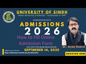 How to fill online admission form University of Sindh Jamshoro Admission 2026