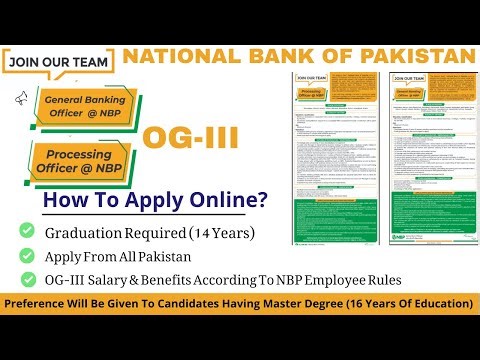 NBP GBO & Processing Officer OG III Jobs 2026 | National Bank of Pakistan Jobs |