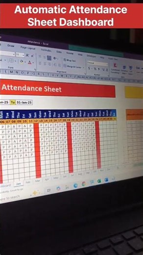 Automatic Attendance Sheet in Excel 🔥😍 #shorts #excel #dashboard