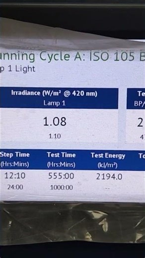 Light Fastness test | ISO 105-B02 #textilefinishing #viral #fabrictesting #laboratory #shorts