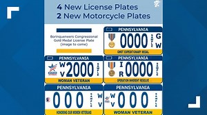 Six new Pennsylvania license plates available to recognize veterans