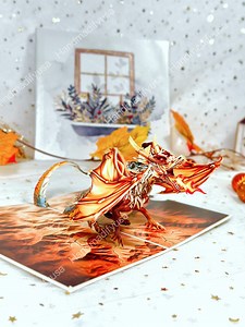 Pop up Card - Pop up Dragon Card - Happy Holiday Card - Love Card - Birthday Card - Christmas Card - Etsy