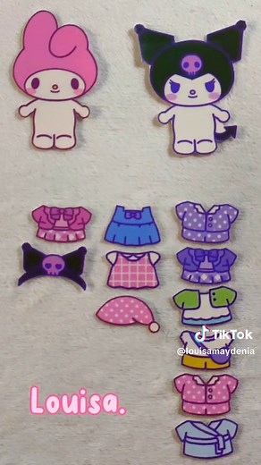 DIY Kuromi and My Melody Paper Play Doll Craft Tutorial