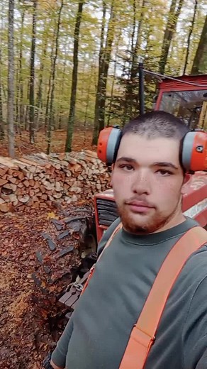 Tractor Logging Operation in Fall Forest