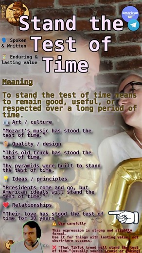 STAND THE TEST OF TIME ⏳ Don’t Use This Phrase for Small Things #learnenglish #americanenglish