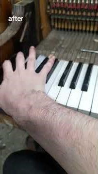 before and after replacing all the tuning pins in an over 100 year old piano