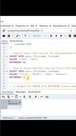 PostgreSQL INSERT with RETURNING Clause Explained