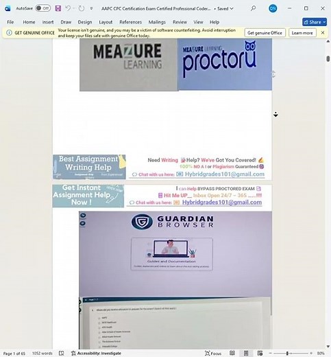 AAPC CPC Certified Professional Coder CPC Online Certification Exam Proctor U Guardian web browser