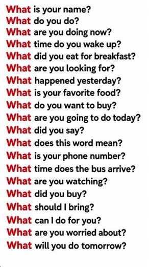 Learn Easy English Speaking Practice with What Questions #speakenglish