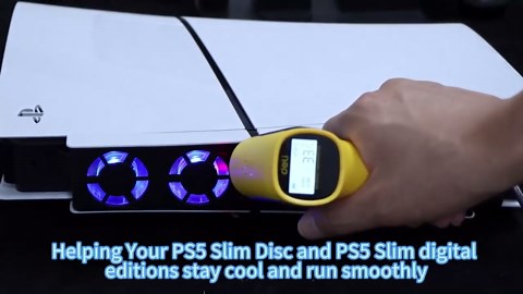 BRHE PS5 Slim Cooling Fan,Cooling System for PS5 Slim Digital/Discs Edition with 3 Fans/USB 3.0 Port,PS5 Slim Cooler Accessories with LED Light,Not for PS5 2020 and PS5 Pro