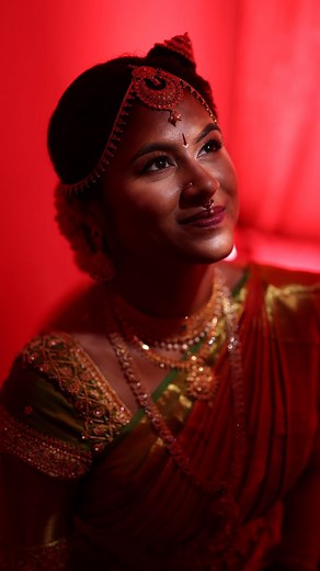 Arna 🐥 on Instagram: "Andal — the goddess who dared to love, who saw herself as Vishnu’s bride, who made devotion beautiful. On my wedding day, I wore her story- which was mine too ❤️ Thank you for capturing my day so beautifully! Shot by 🎥: @picture_village_photography MUA: @kumkum_bridal_studio #bridal #southindianbrides #iyengarbride #andal #wedding #indianbridalmakeup #viralvideos #explorepage✨"