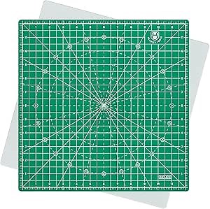 Headley Tools 12"x12" Rotating Cutting Mat, Self Healing Mat with 360-Degree Rotation & Anti-Slip Base, Sewing Board Cutting Mat Perfect for Fabric Quilting Leather Hobby Project, Green