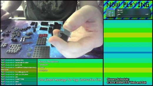 Building lego sets, but only chat can see the instructions