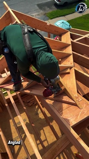 Framing a Hip Roof With a Nail Gun 🏠🔨 #roofframing #carpentry #construction