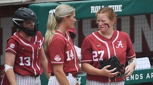 Alabama softball ace Montana Fouts throws in bullpen during Tuscaloosa Regional Final