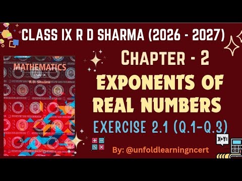 RD Sharma 2026-27 || Class 9 Solution || 2. Exponents of Real Numbers || Ex 2.1 part1 #rdsharma