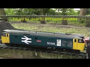 Journey around the WDMES track hauled by 5 inch gauge class 50 petrol-electric locomotive.