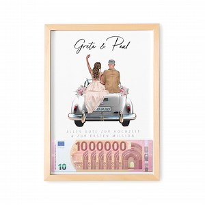 Erste Million Geldgeschenk Hochzeit personalisiertes Bild Hochzeitsgeschenk Geld Geschenk für Brautpaar (mit oder ohne Rahmen) - Etsy.de