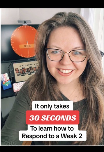 Responding to a weak 2 in 30 seconds or less?? Impossible… or is it? 🤨 Follow for more 30 second bridge lessons! #bridge #happybridging #30seconds #challenge #learn