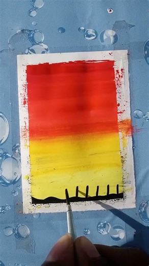 easy landscape painting/ poster colour painting #artshorts #painting #drawing