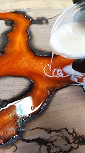 Orange tributary rivers in Walnut hardwood, polished resin ⚡🔥🌊 #UntreatedArt #epoxyart #resinart #epoxy #resin #epoxyresin | UnTreated