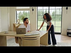 HULALA HOME|Modern l shaped 360 Rotating Wooden Office Desk