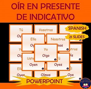 OÍR en PRESENTE DE INDICATIVO - powerpoint on "oír" in Spanish present tense