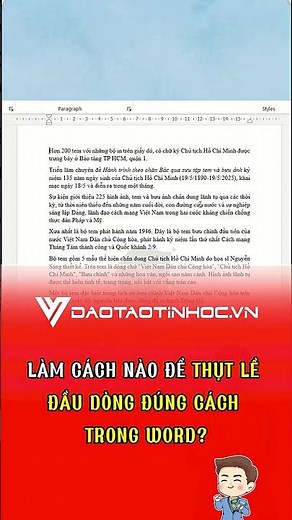 Thụt lề đầu dòng đúng cách trong Word #daotaotinhoc #tinhocvanphong #thayvinhtinhoc #word #wordtips