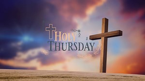 Animation of cross and clouds at easter over holy thursday text | Premium Stock Video Footage