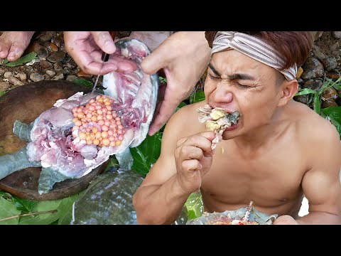 Catch And Cook Turtle - Cooking Softshell Turtle Recipe - Cook Shell Turtle Eat With Chili Sauce